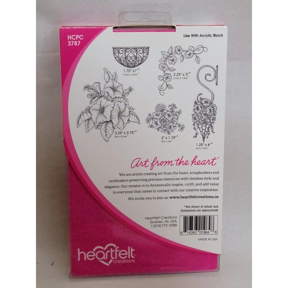 Heartfelt Creations Classic Petunia Bouquet Craft Dies Cling Stamps Scrapbook